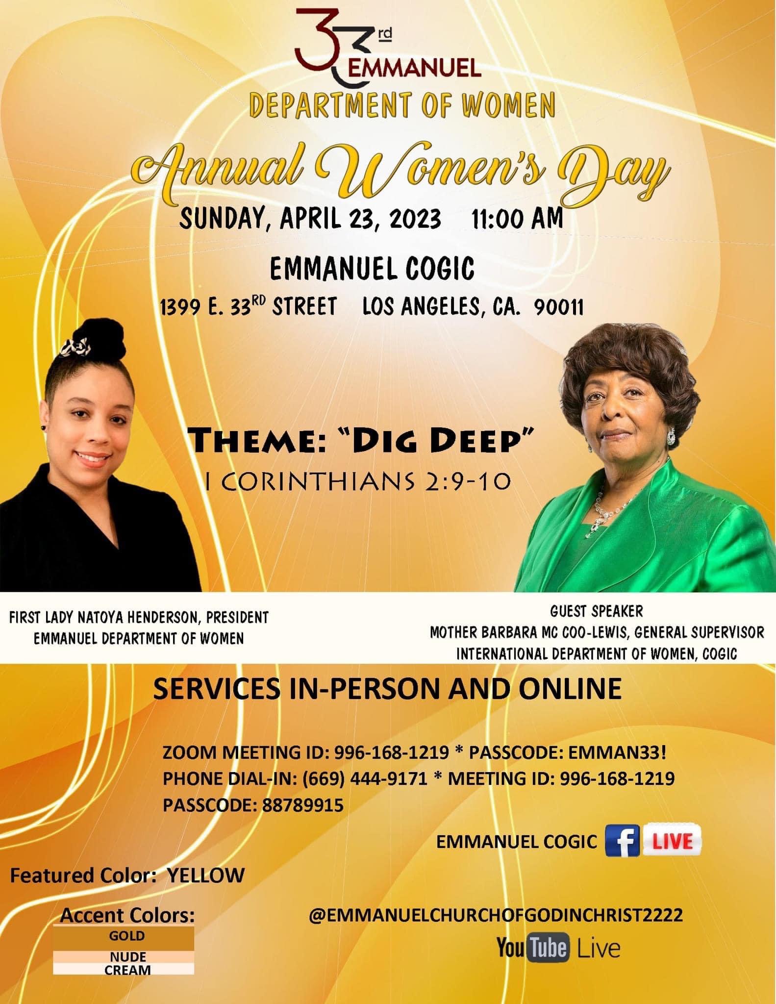 RISE Annual Women’s Day – April 2023 – 33rd Emmanuel Church Of God In ...